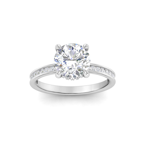 1 Ct Round Moissanite Dainty Channel Set Engagement Ring