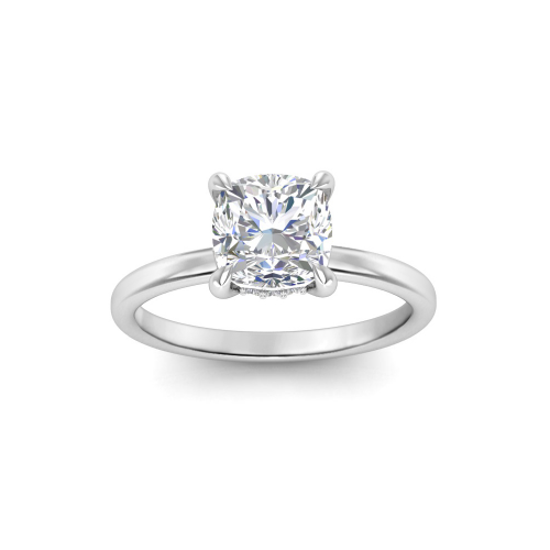 1 Ct Cushion Moissanite Secret Halo Engagement Ring