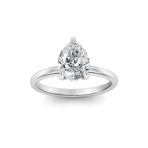 1 Ct Pear Moissanite Secret Halo Engagement Ring
