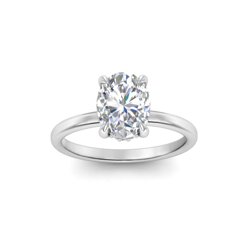 1 Ct Oval Moissanite Secret Halo Engagement Ring