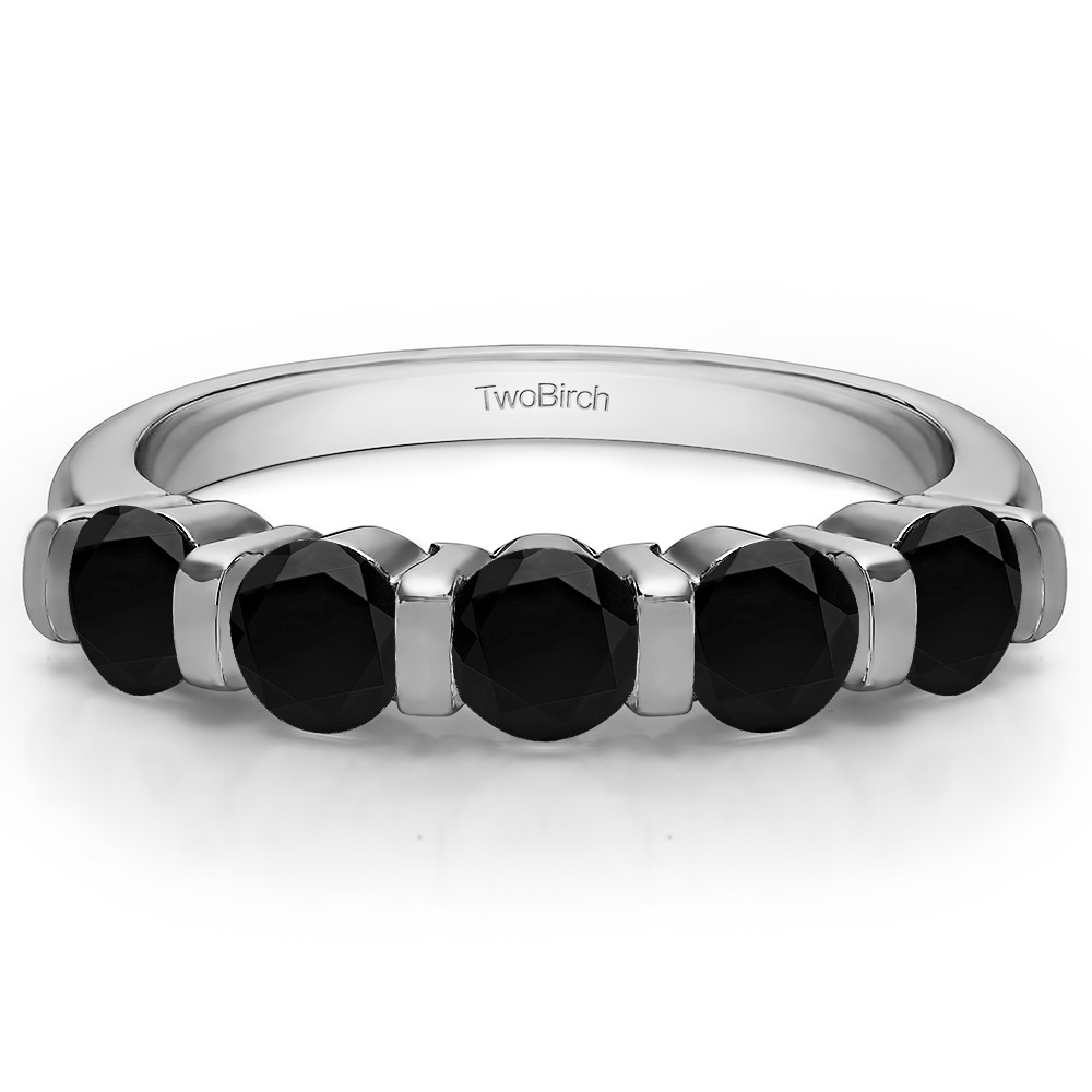 0.25 Carat Black Five Stone Bar Set Wedding Band