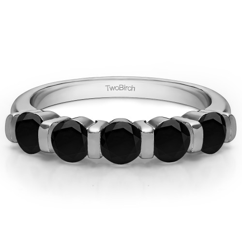 0.25 Carat Black Five Stone Bar Set Wedding Band