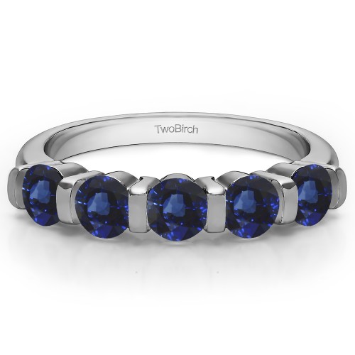 0.25 Carat Sapphire Five Stone Bar Set Wedding Band