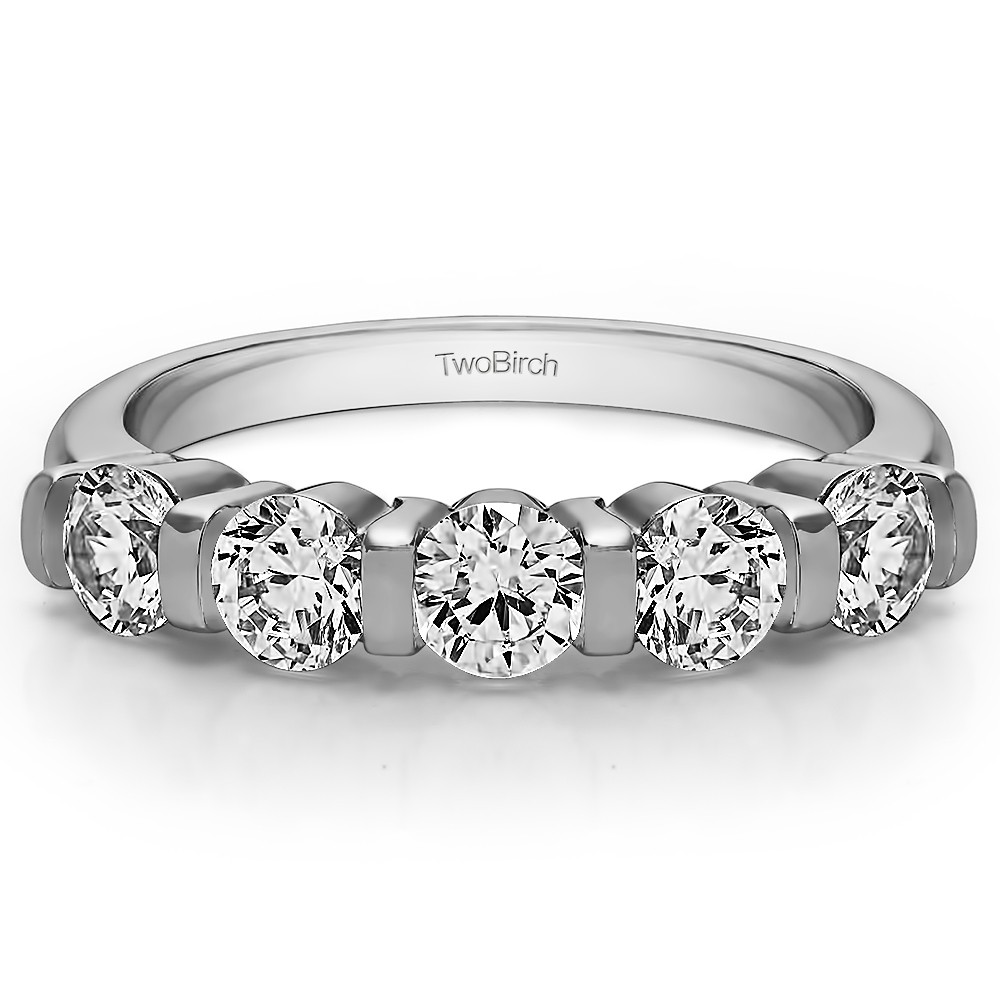 0.25 Carat Five Stone Bar Set Wedding Band