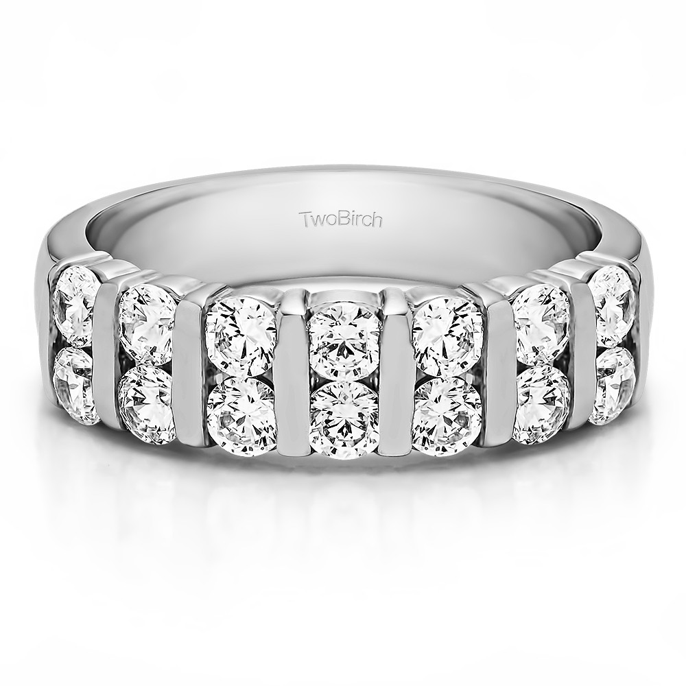 0.49 Carat Fourteen Stone Double Row Bar Set Anniversary Band