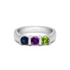 Genuine Birthstone Three Stone Bar Set Wedding Ring(0.48 Carat)