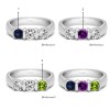 Genuine Birthstone Three Stone Bar Set Wedding Ring(0.48 Carat)