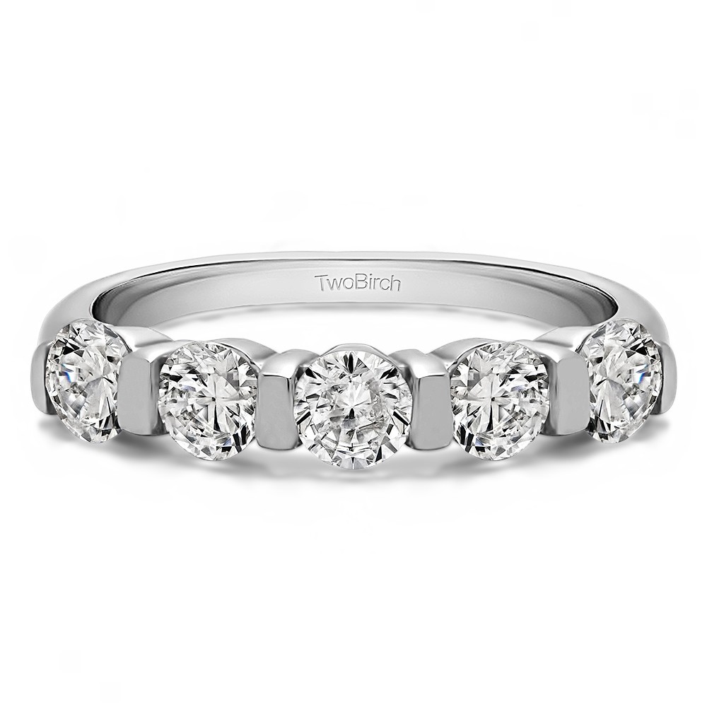 0.33 Carat Five Stone Wide Bar Set Wedding Band
