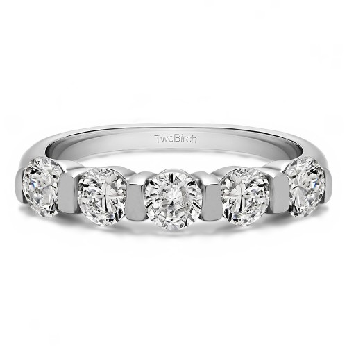 0.33 Carat Five Stone Wide Bar Set Wedding Band
