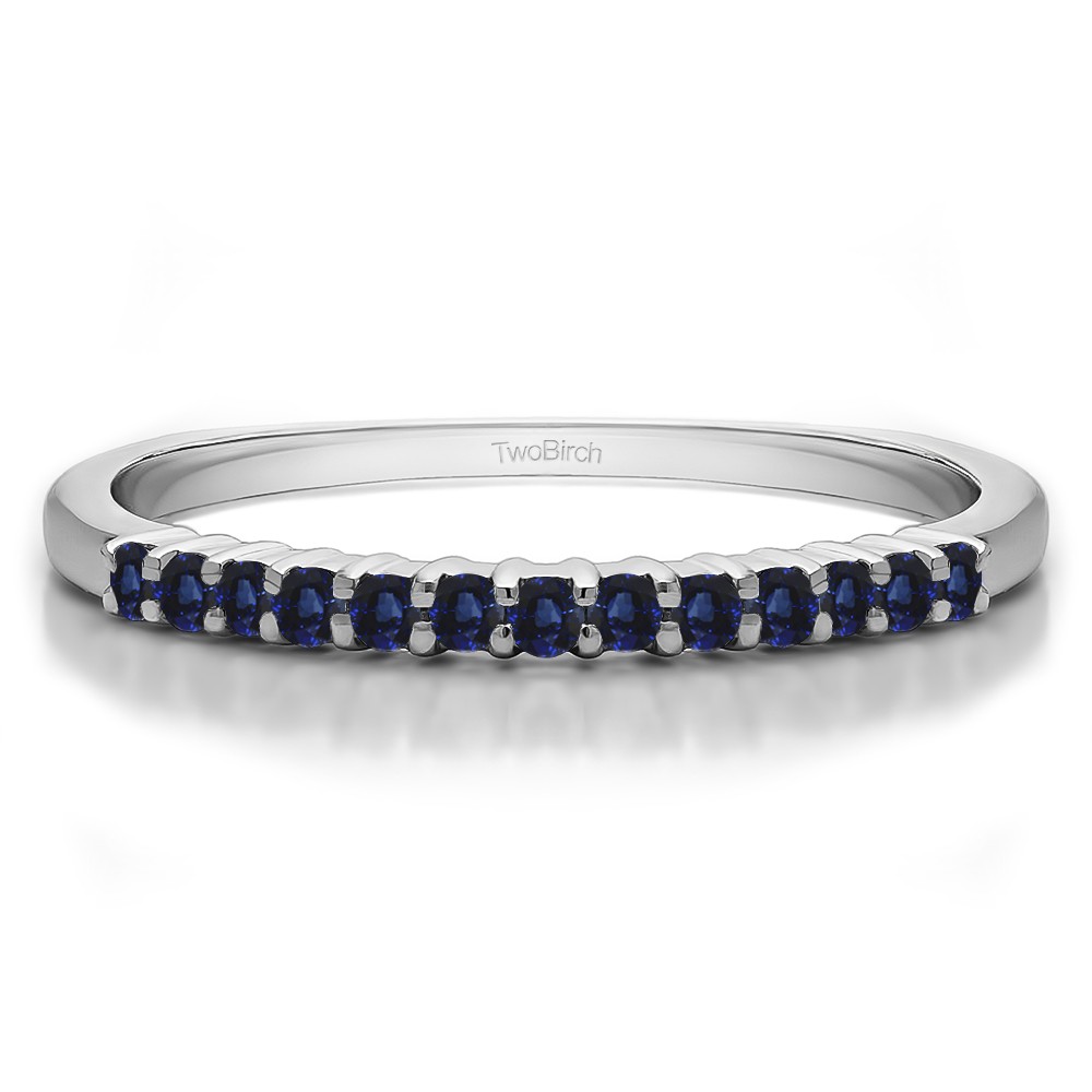 0.25 Carat Sapphire Double Shared Prong Thin Wedding Band