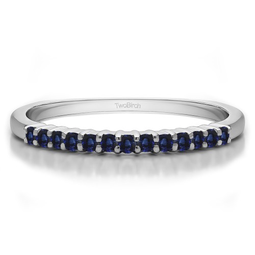0.25 Carat Sapphire Double Shared Prong Thin Wedding Band