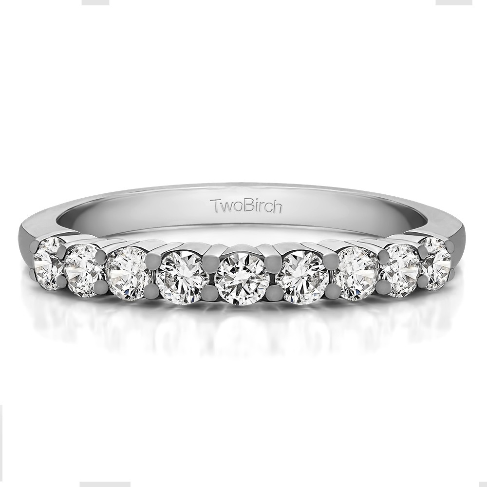 0.5 Carat Double Shared Prong Thin Wedding Band