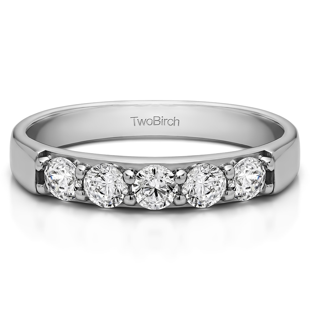 0.25 Carat Five Stone Pave Set Anniversary Band