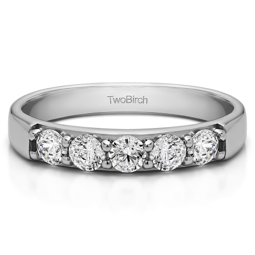 0.25 Carat Five Stone Pave Set Anniversary Band
