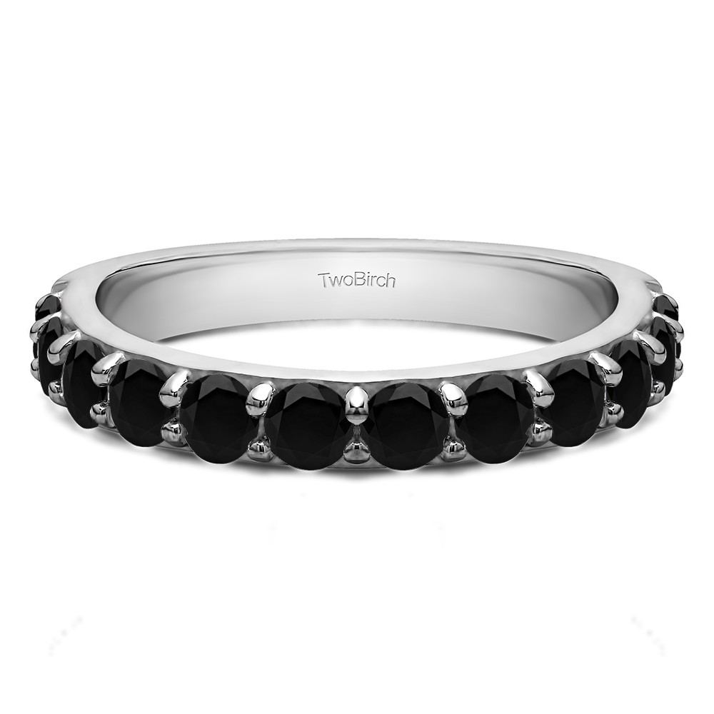 0.24 Carat Black Twelve Stone Round Pave Set Wedding Band