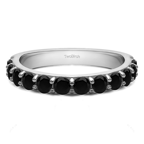 0.24 Carat Black Twelve Stone Round Pave Set Wedding Band