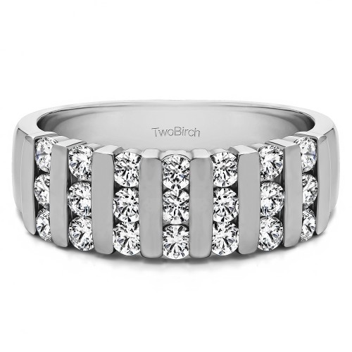 0.26 Carat Three Row Bar Set Wedding Ring