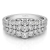 0.49 Carat Domed Three Row Shared Prong Anniversary Ring