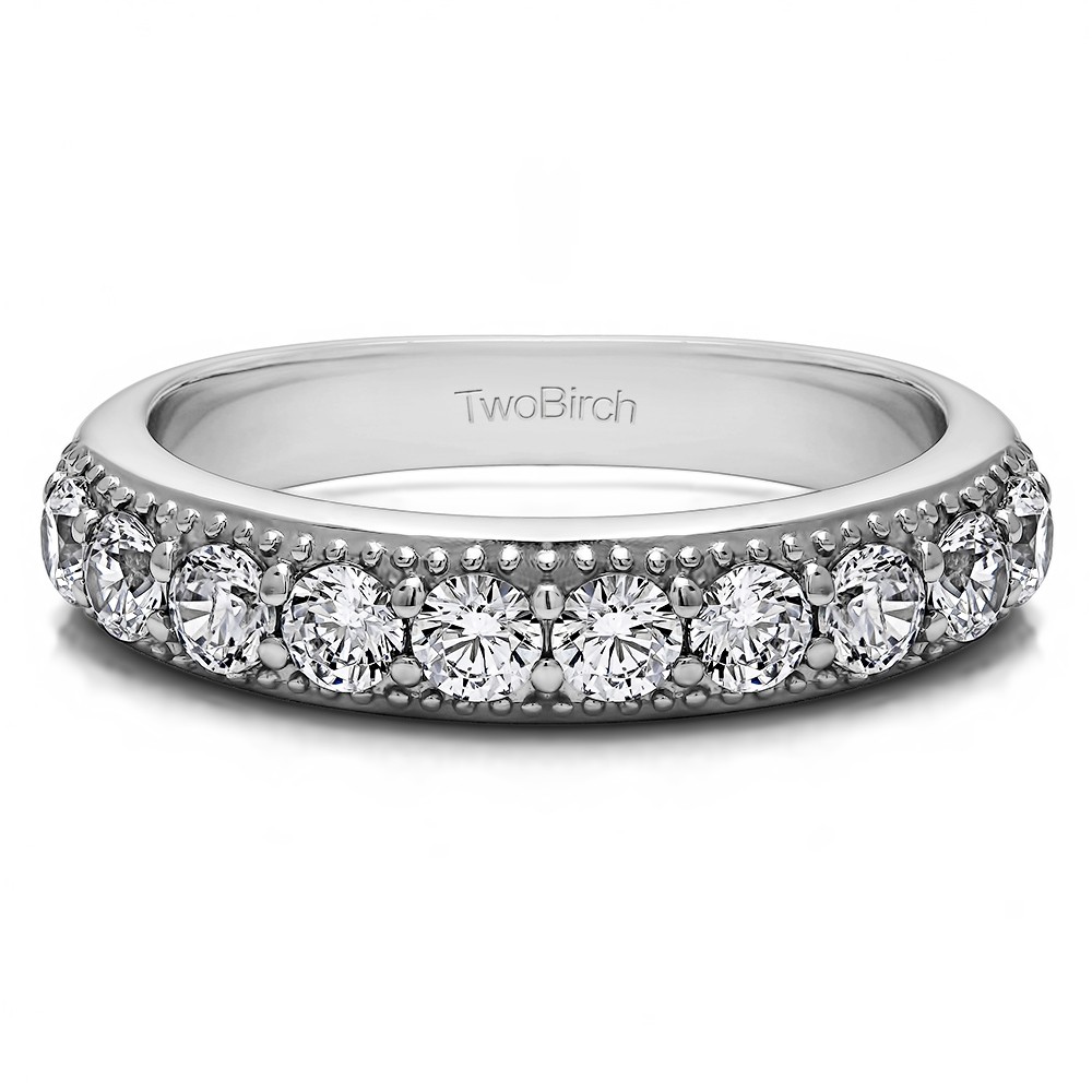 0.25 Carat Millgrained Double Shared Prong Vintage Wedding Ring