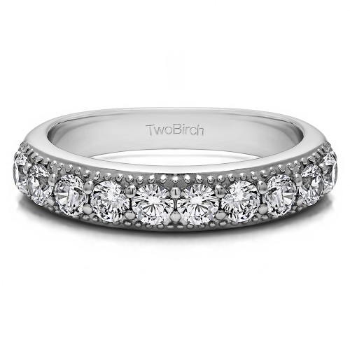 0.25 Carat Millgrained Double Shared Prong Vintage Wedding Ring