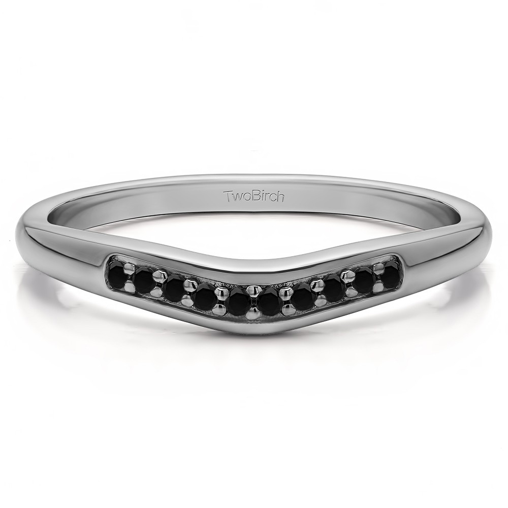 0.1 Ct. Black Ten Stone Thin Contour Wedding Band