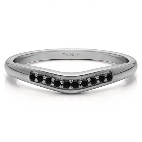 0.1 Ct. Black Ten Stone Thin Contour Wedding Band
