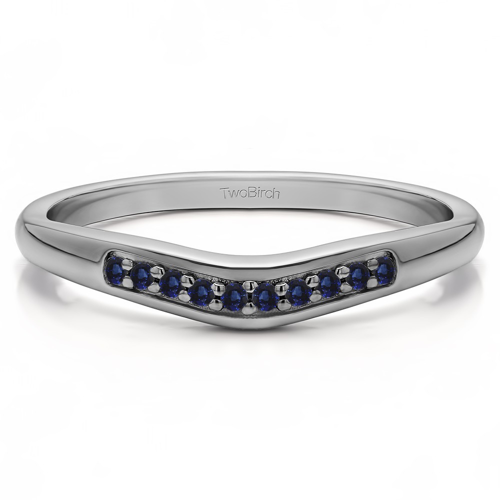 0.1 Ct. Sapphire Ten Stone Thin Contour Wedding Band