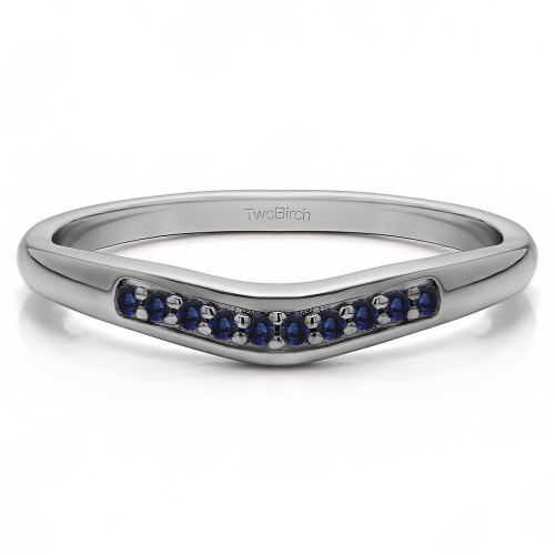 0.1 Ct. Sapphire Ten Stone Thin Contour Wedding Band