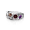 Genuine Birthstone Twirl Set Three Stone Anniversary Wedding Ring(0.5 Carat)