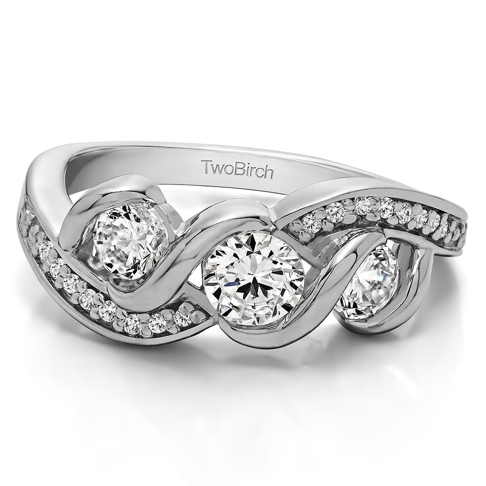 0.72 Carat Twirl Set Three Stone Anniversary Wedding Ring