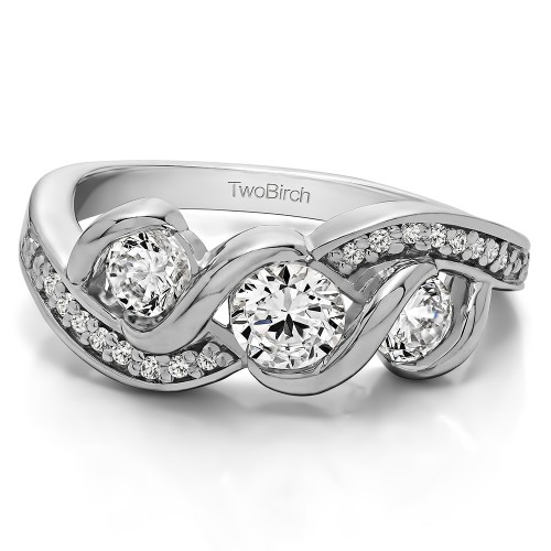 0.5 Carat Twirl Set Three Stone Anniversary Wedding Ring