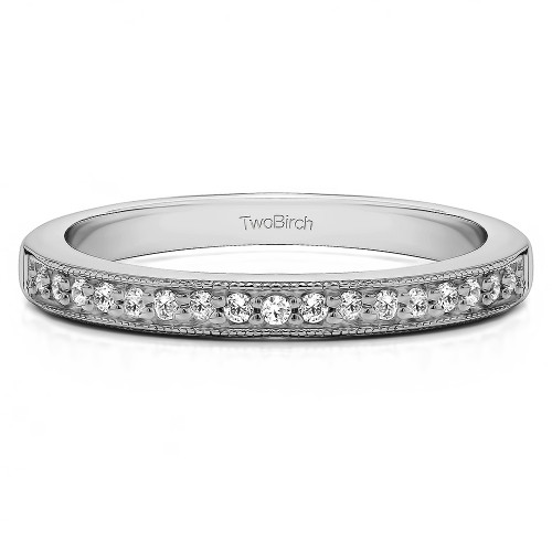 0.26 Carat Seventeen Stone Millgrained Pave Set Wedding Ring