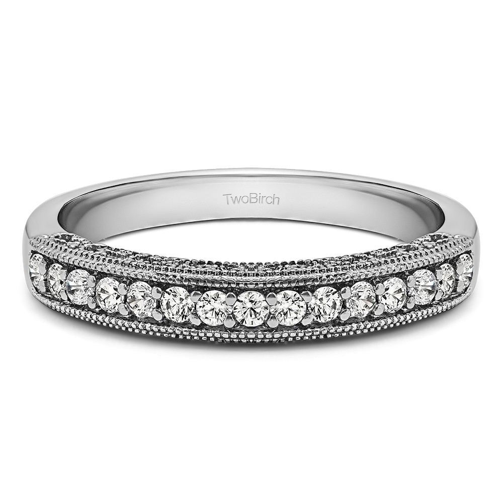 0.15 Carat Vintage Millgrain Filigree Wedding Band