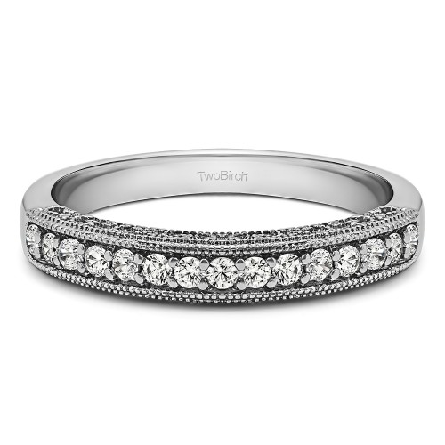 0.15 Carat Vintage Millgrain Filigree Wedding Band