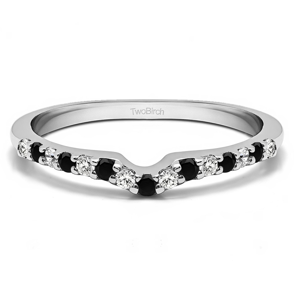 0.25 Ct. Black and White Delicate Notched Contour Band