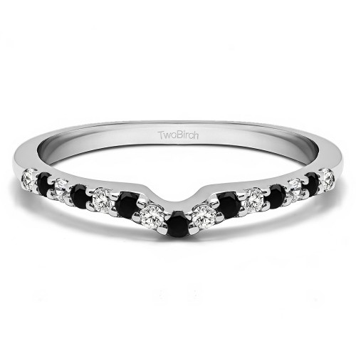 0.15 Ct. Black and White Delicate Notched Contour Band