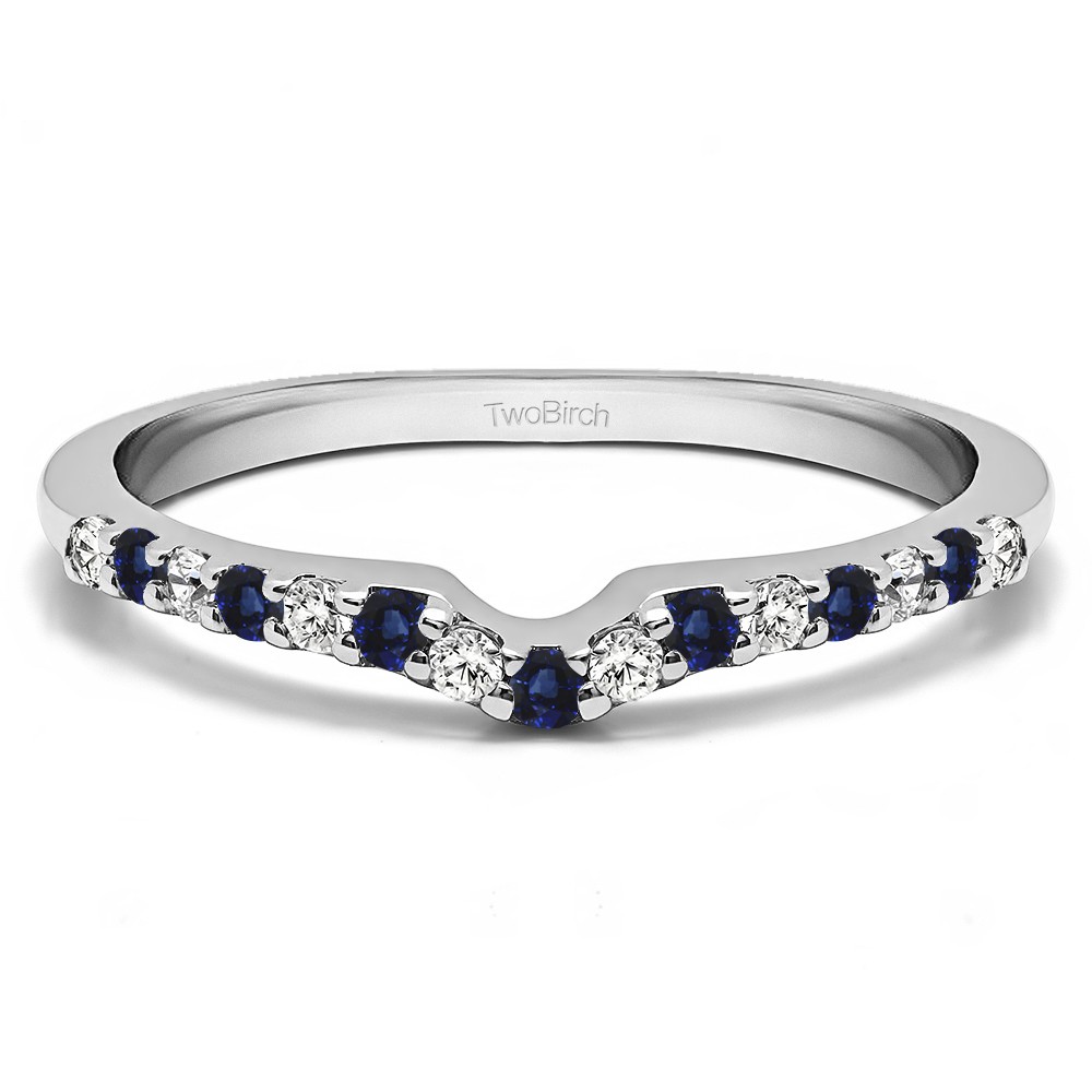 0.15 Ct. Sapphire and Diamond Delicate Notched Contour Band