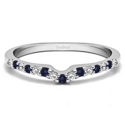 0.15 Ct. Sapphire and Diamond Delicate Notched Contour Band