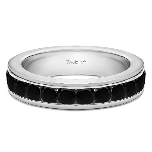 0.24 Carat Black Twelve Stone Channel Set Straight Wedding Ring