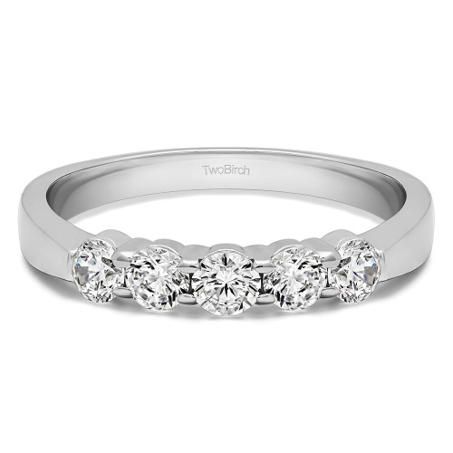 0.25 Carat Five Stone Shared Prong Pinched Shank Wedding Band