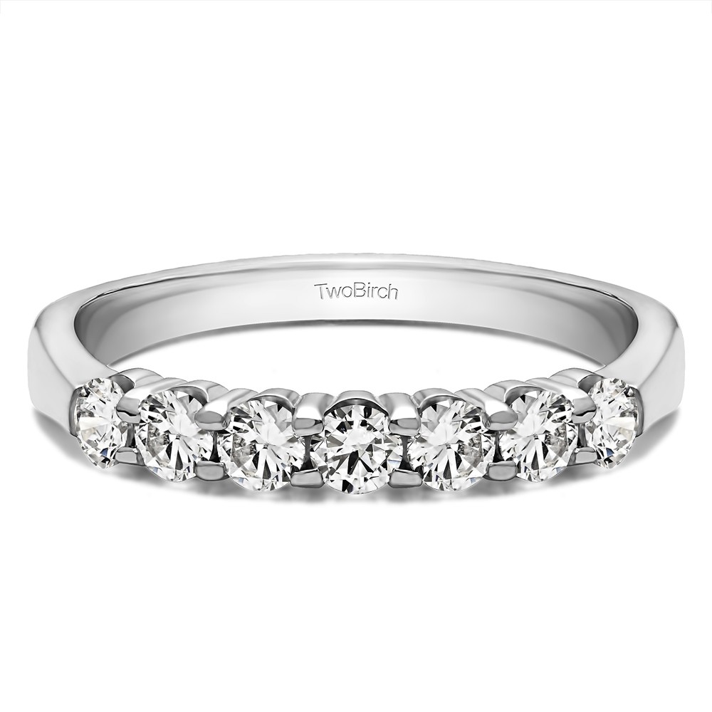 0.25 Carat Seven Stone Shared Prong Tapered Shank Wedding Ring