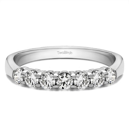 0.25 Carat Seven Stone Shared Prong Tapered Shank Wedding Ring
