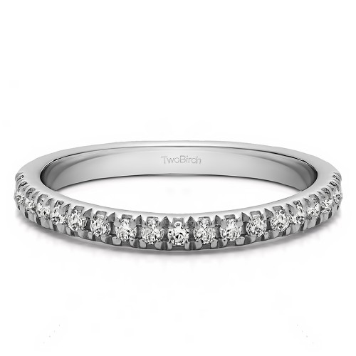 0.1 Carat Twenty Stone Domed French Cut Pave Set Wedding Ring