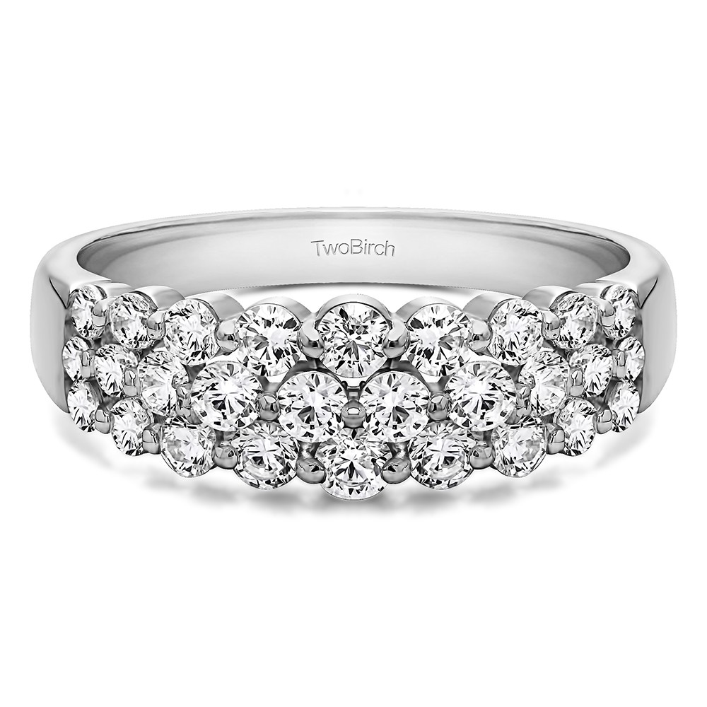 0.99 Carat Three Row Common Prong Wedding Ring