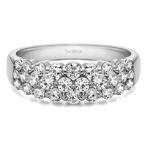 0.99 Carat Three Row Common Prong Wedding Ring