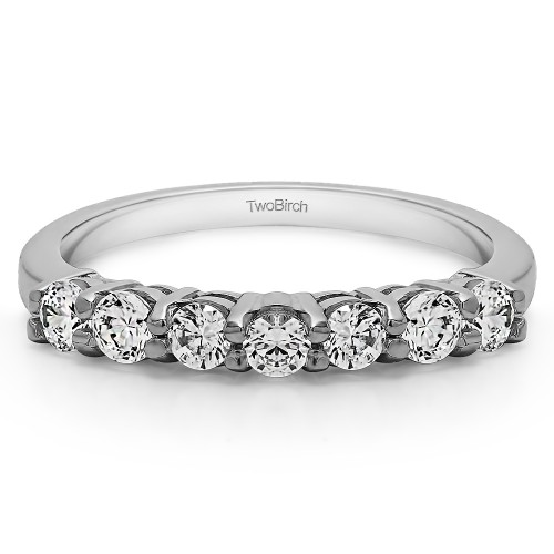 0.42 Carat 7 Stone Double Shared Prong Wedding Ring