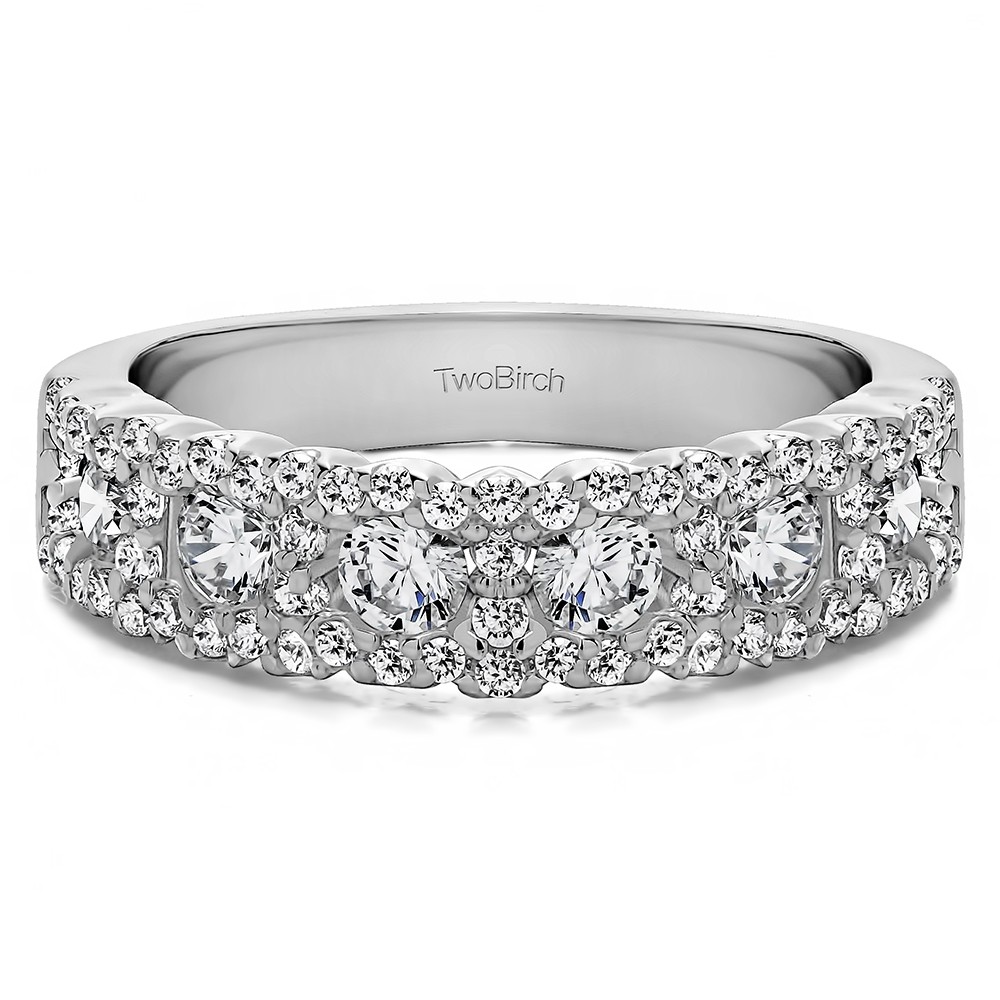 0.84 Carat Alternating Small and Large Round Wedding Ring