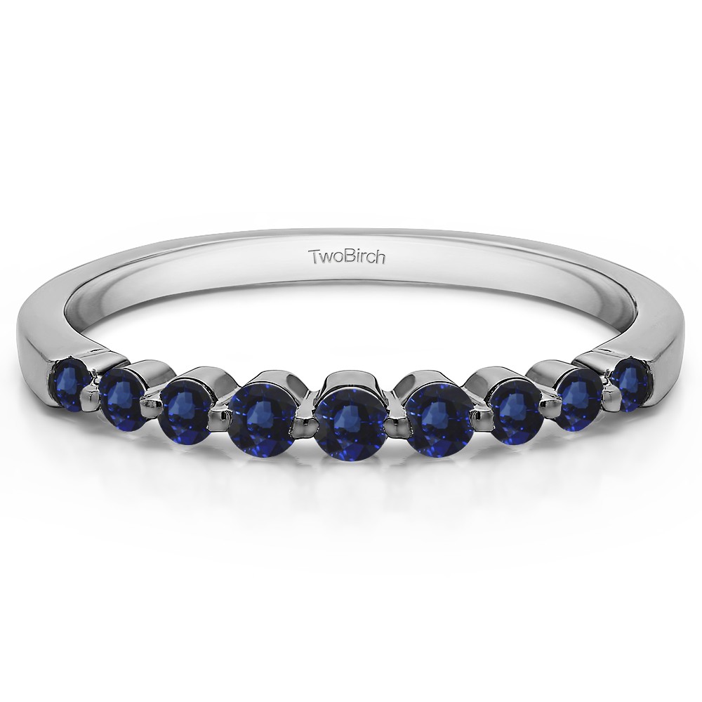 0.33 Carat Sapphire Thin Shared Prong Wedding Band