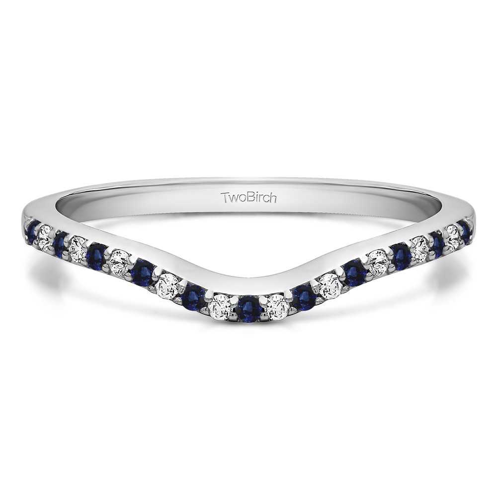 0.16 Ct. Sapphire and Diamond Twenty-One Stone Dainty Contour Wedding Band