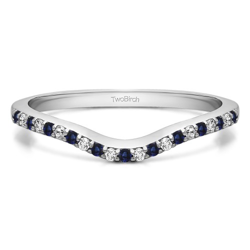 0.16 Ct. Sapphire and Diamond Twenty-One Stone Dainty Contour Wedding Band